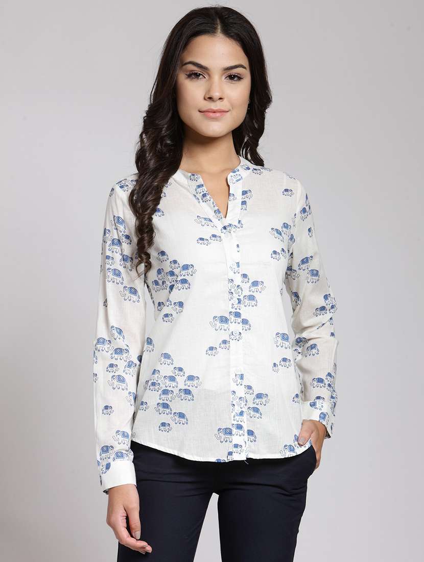 women printed long sleeve shirt