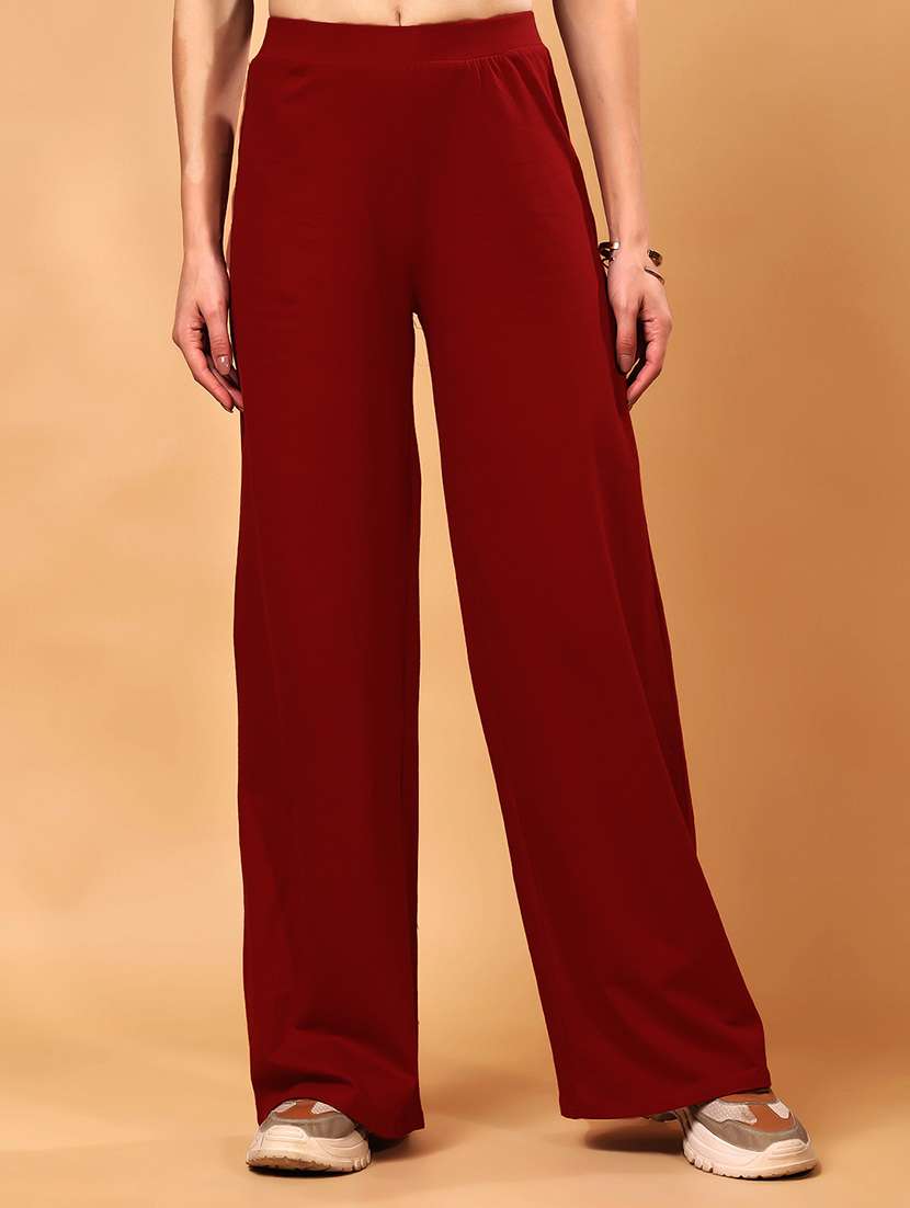 women solid wide leg trouser