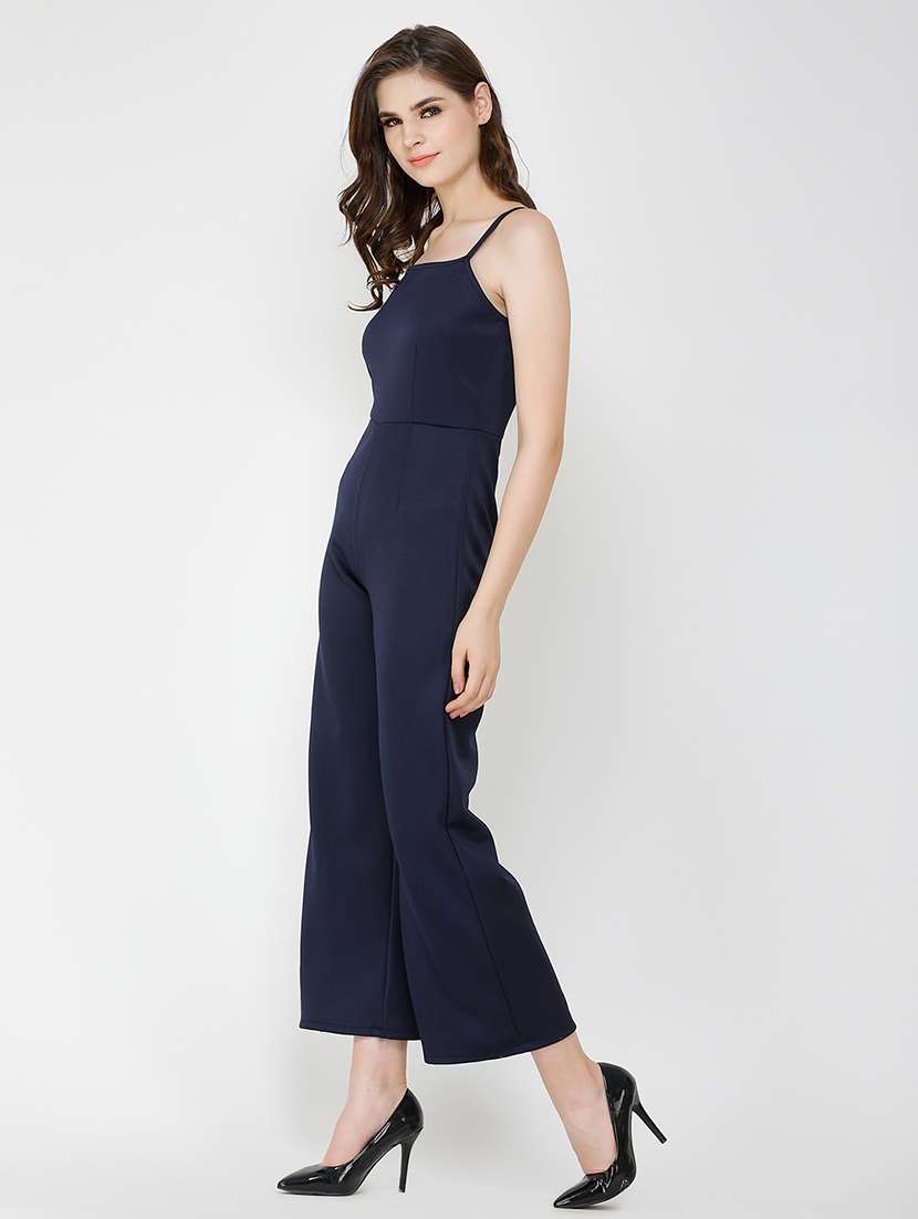 women solid shoulder strap full length jumpsuit - 21712592 -  Standard Image - 2