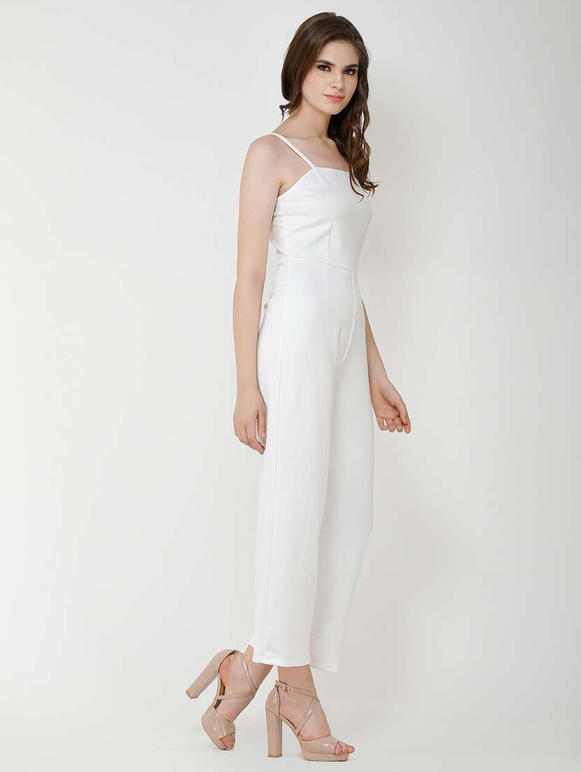 women solid shoulder strap full length jumpsuit - 21712594 -  Standard Image - 2
