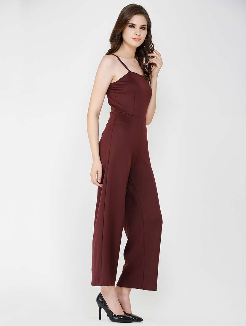 women solid shoulder strap full length jumpsuit - 21712597 -  Standard Image - 2