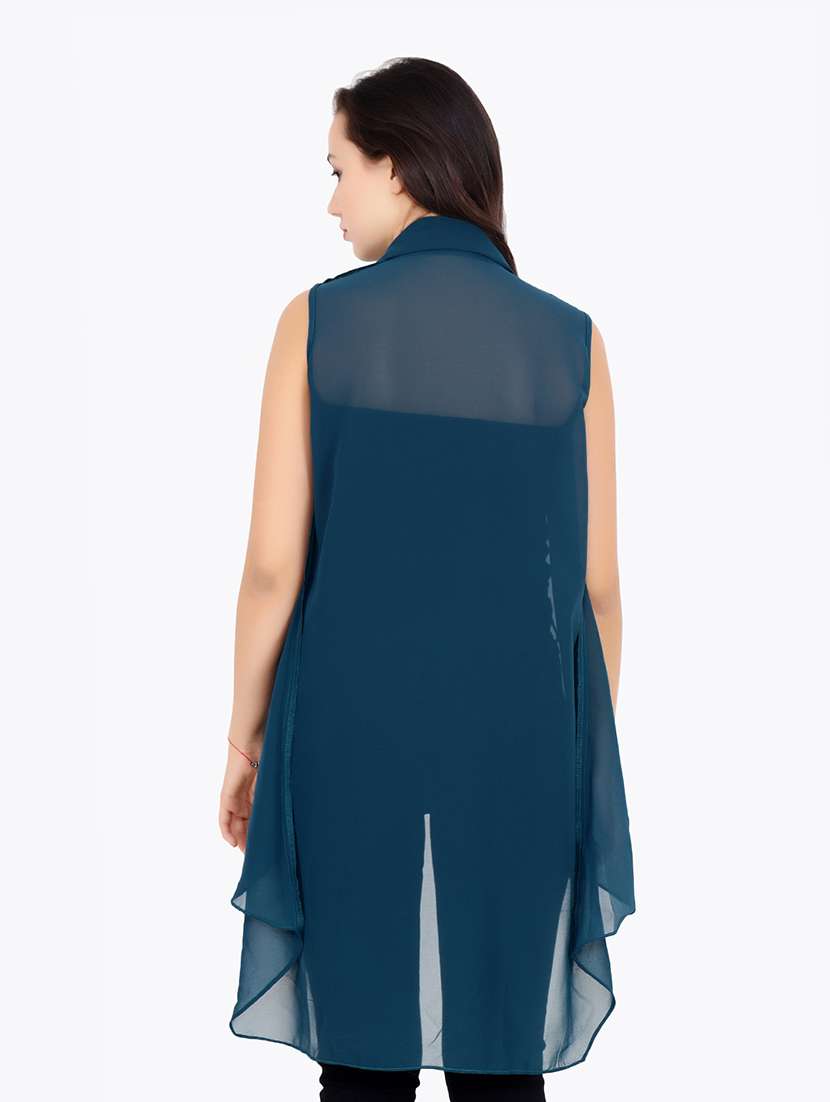 women solid sleeveless asymmetric shrug - 21712615 -  Standard Image - 2