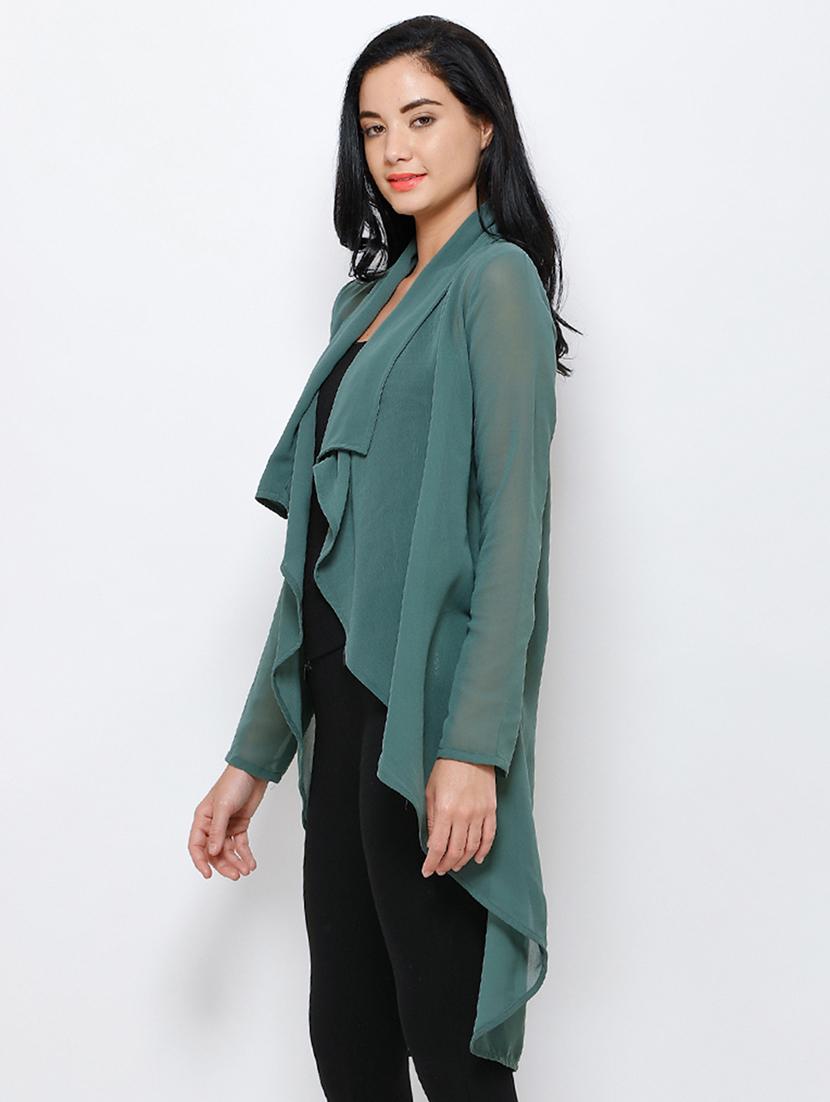 women solid long sleeves asymmetric shrug - 21712620 - Standard Image - 2