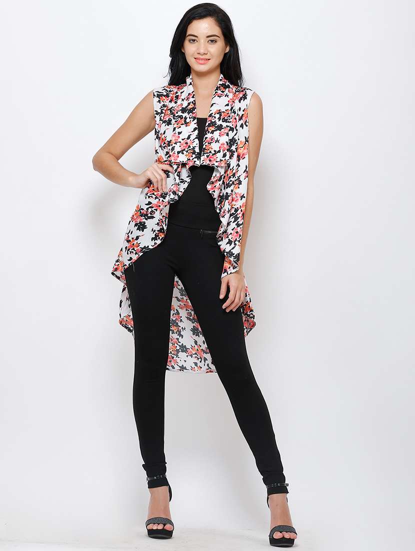 women printed sleeveless asymmetric shrug - 21712624 -  Standard Image - 2