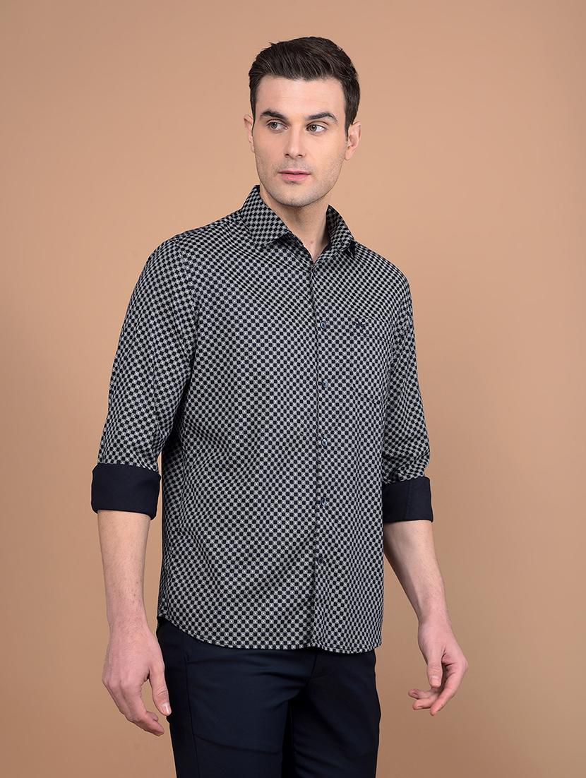 men printed collared casual shirt