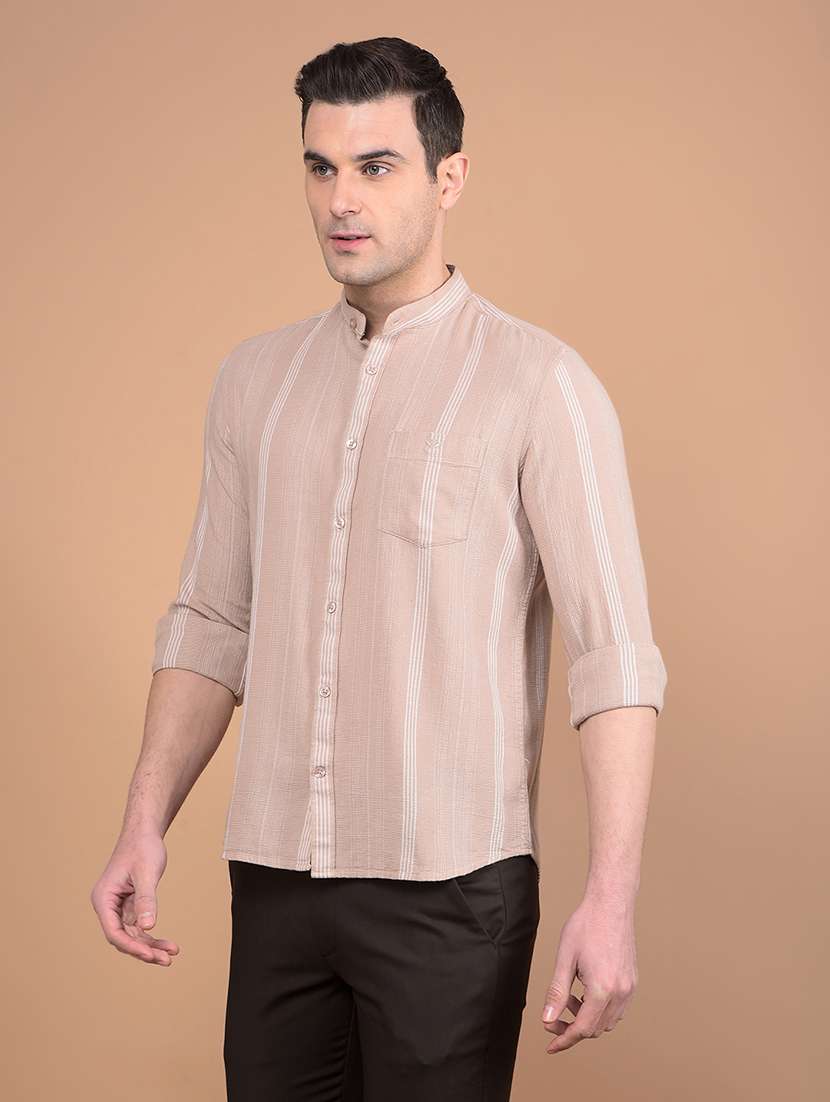 men striped long sleeve casual shirt