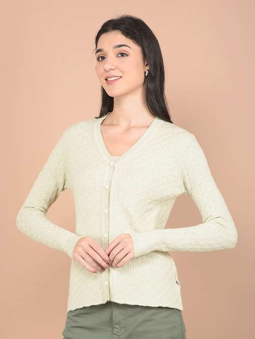 women acrylic long sleeve cardigan - 21713429 - Standard Image - 0