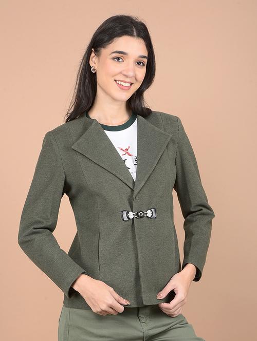 women solid long sleeve coat - 21713433 - Standard Image - 0
