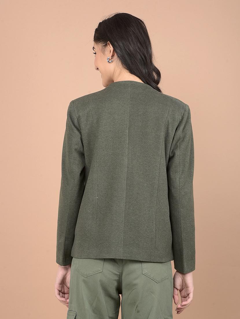 women solid long sleeve coat - 21713433 - Standard Image - 2