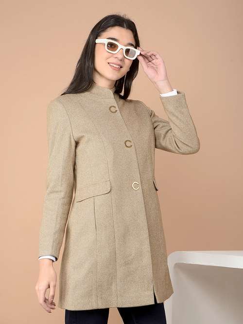 women solid long sleeve trench coat - 21713434 -  Standard Image - 0