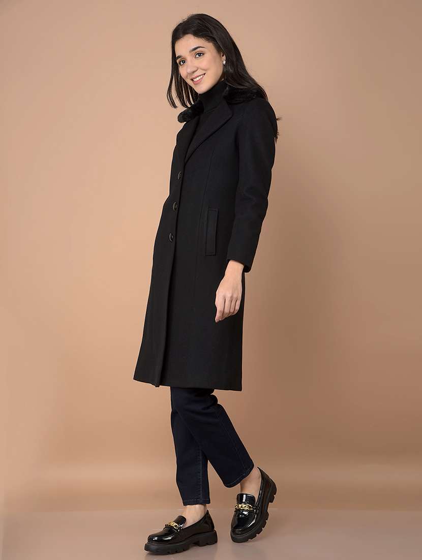 women solid long sleeve trench coat - 21713436 -  Standard Image - 2