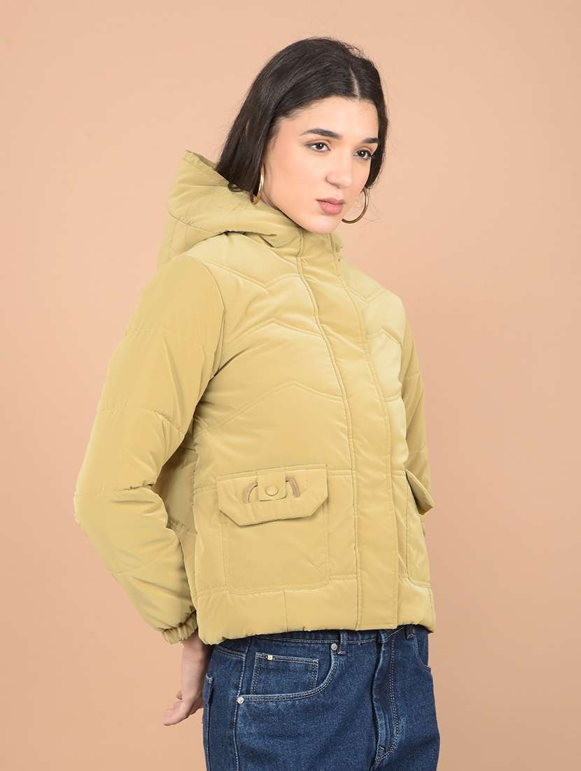 women solid hooded puffer jacket - 21713450 - Standard Image - 2