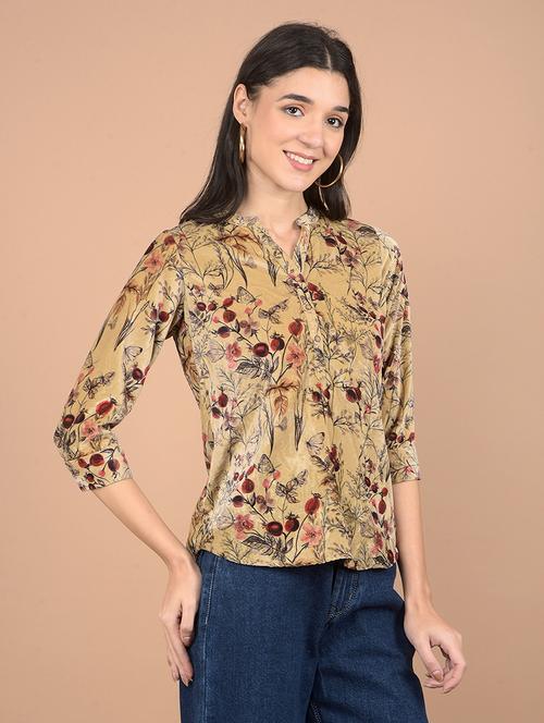 women printed mandarin neck regular top - 21713457 -  Standard Image - 0