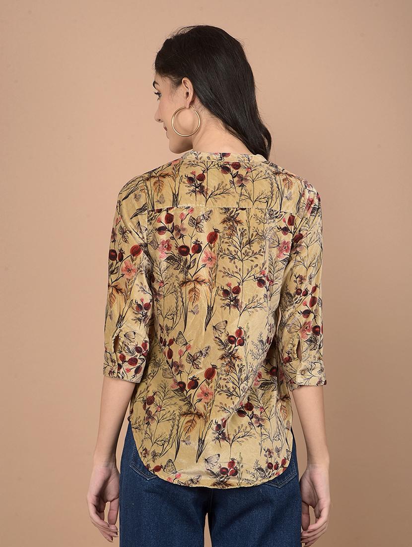women printed mandarin neck regular top - 21713457 - Standard Image - 2
