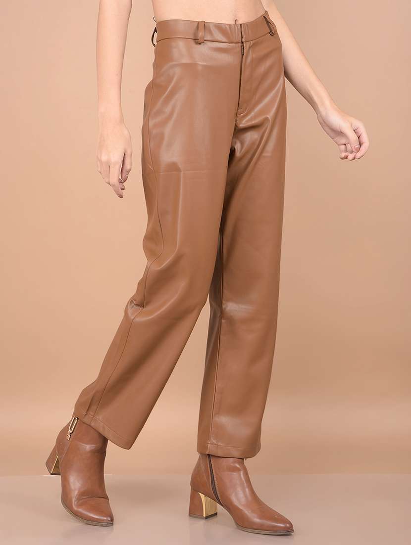 women solid leather trouser - 21713459 -  Standard Image - 2