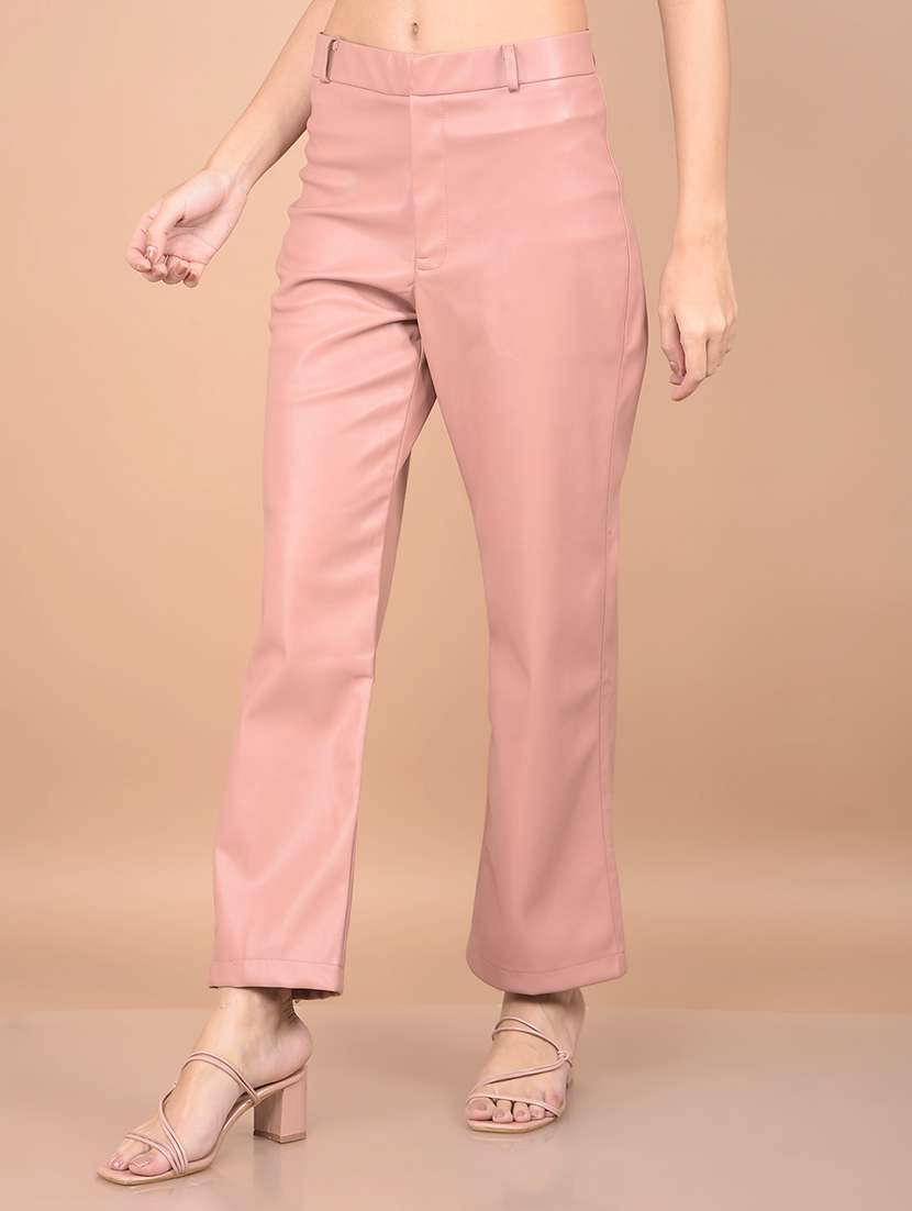 women solid leather trouser