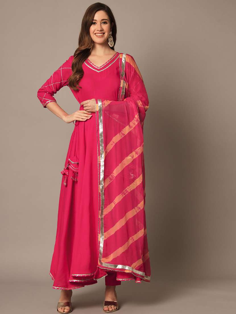 women pink solid v neck suit sets