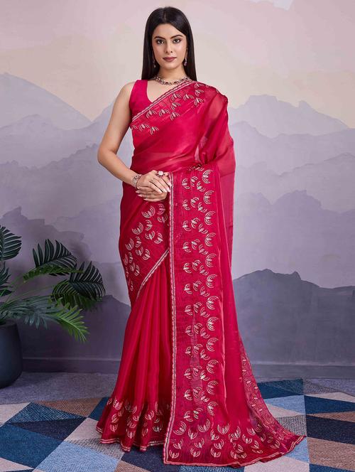 women sequin work embroidered saree with blouse - 21713565 - Standard Image - 0