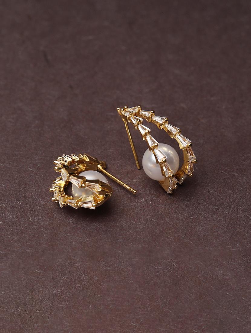elegant pearl and stone studded earrings - 21713714 - Standard Image - 2