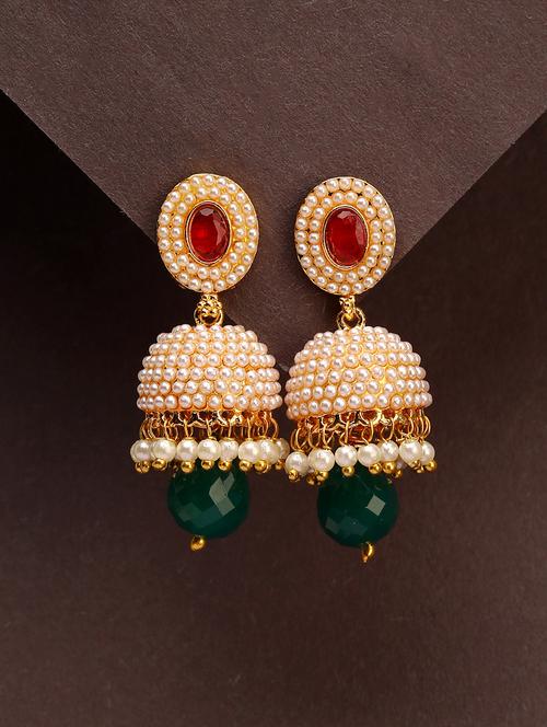 women gold plated pearl jhumka - 21713723 - Standard Image - 0