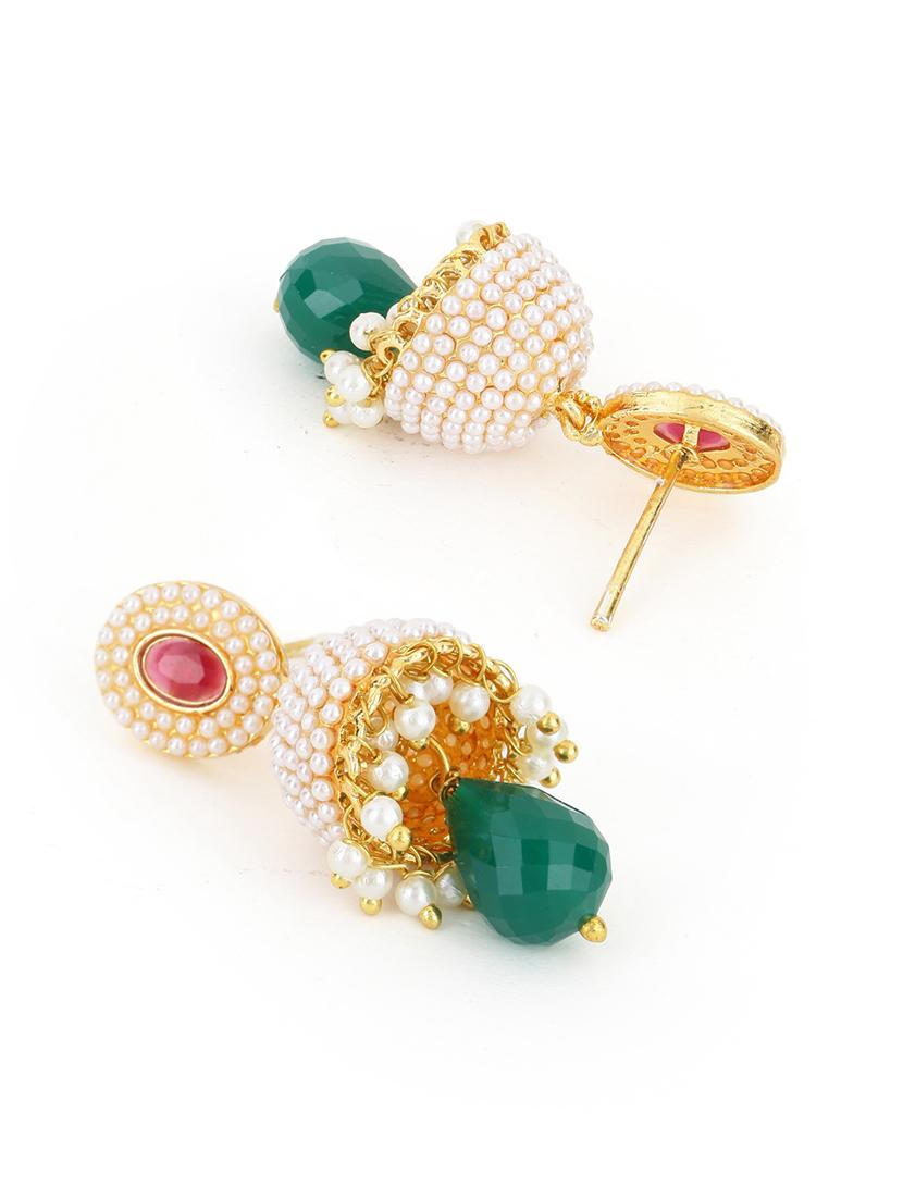 women gold plated pearl jhumka - 21713723 - Standard Image - 2