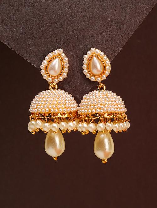 women gold plated pearl jhumka  - 21713724 -  Standard Image - 0