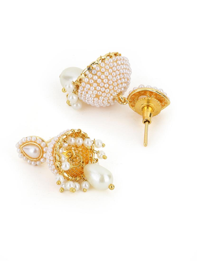 women gold plated pearl jhumka - 21713724 - Standard Image - 2