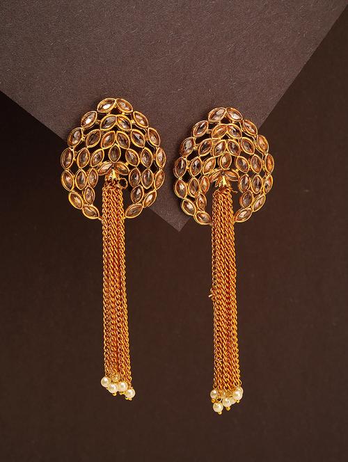 women gold plated drop earring - 21713741 - Standard Image - 0