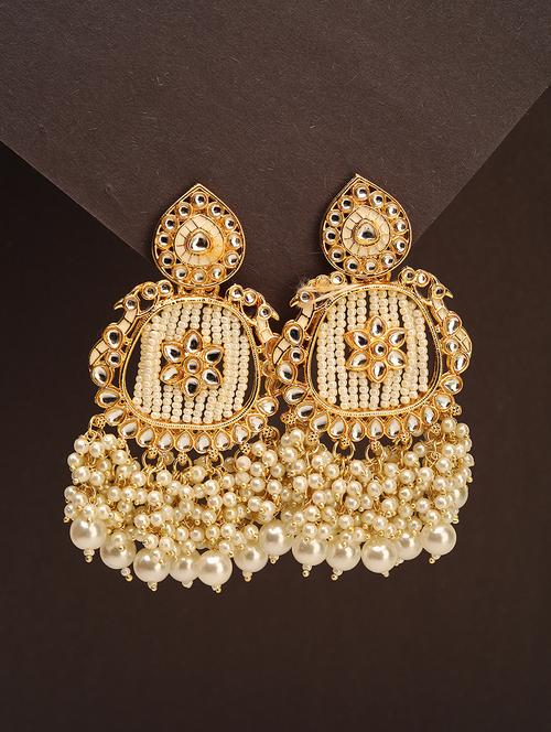 pearl beaded stone studded drop earrings - 21713746 -  Standard Image - 0