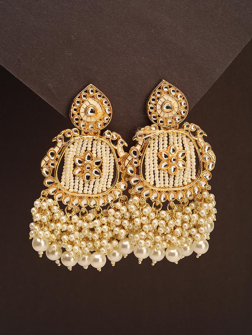 pearl beaded stone studded drop earrings - 21713746 -  Zoom Image - 0