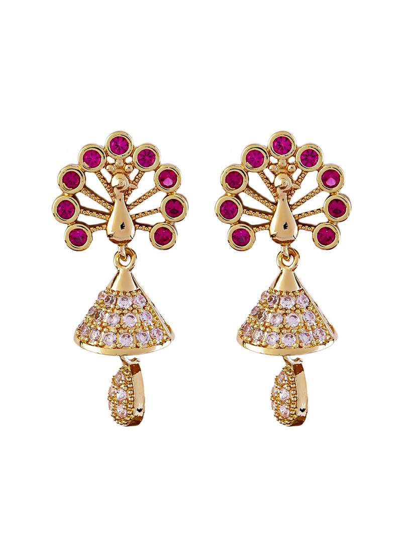 women golden peacock shaped jhumka earrings - 21713762 -  Standard Image - 2