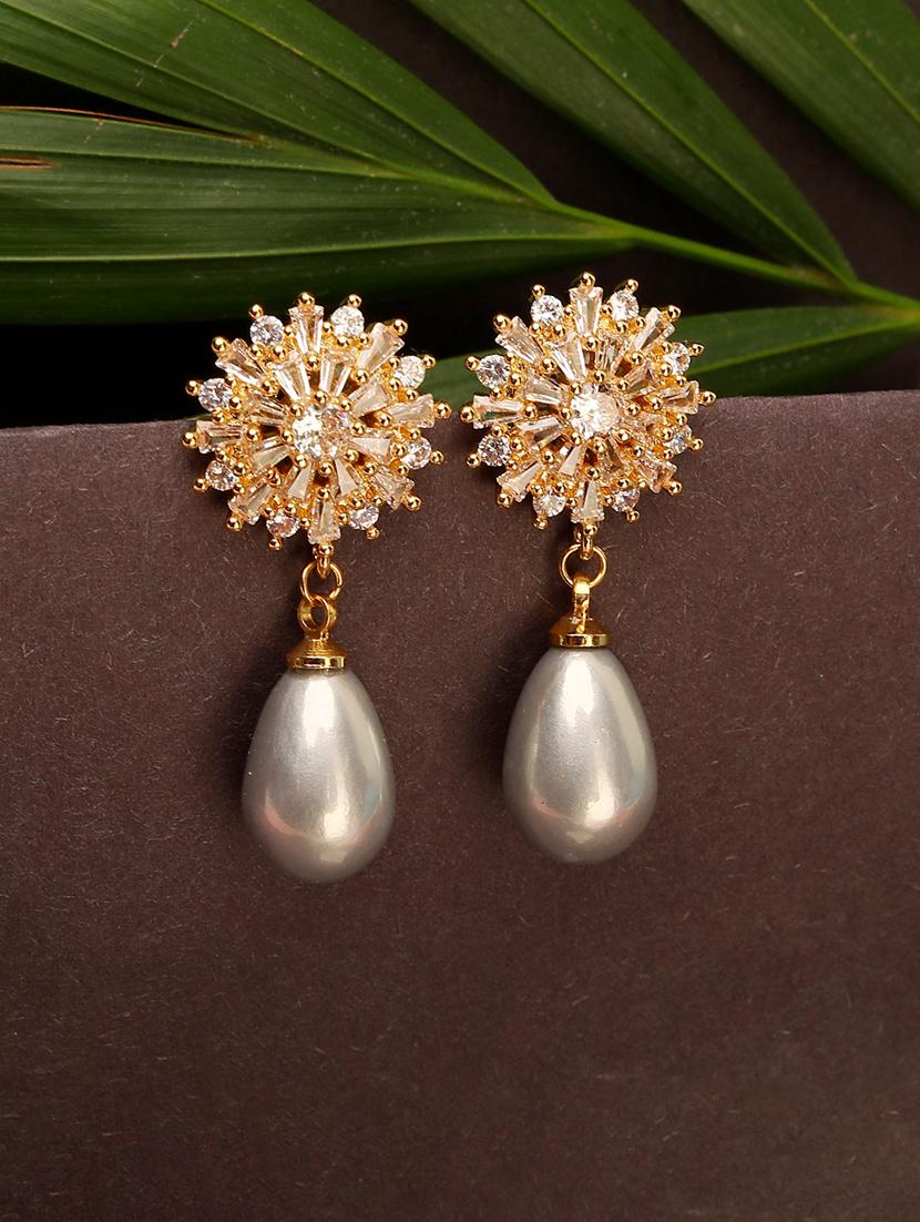 women drop style pearl stone studded earrings - 21713767 -  Zoom Image - 0