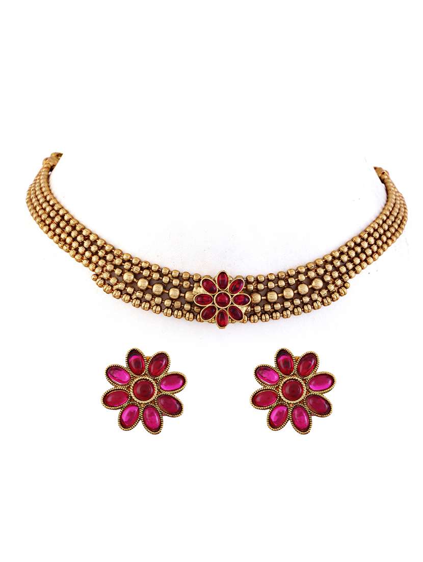 traditional gold plated necklace earring set