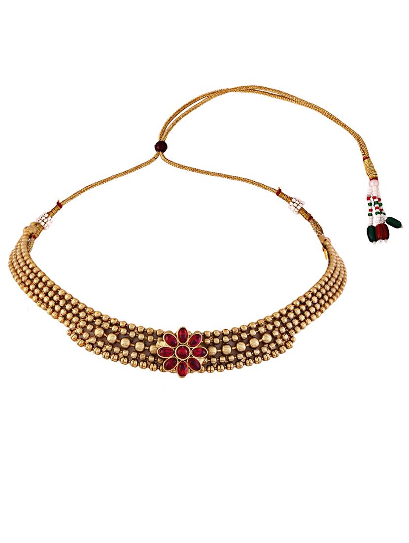 traditional gold plated necklace earring set - 21713797 - Standard Image - 2