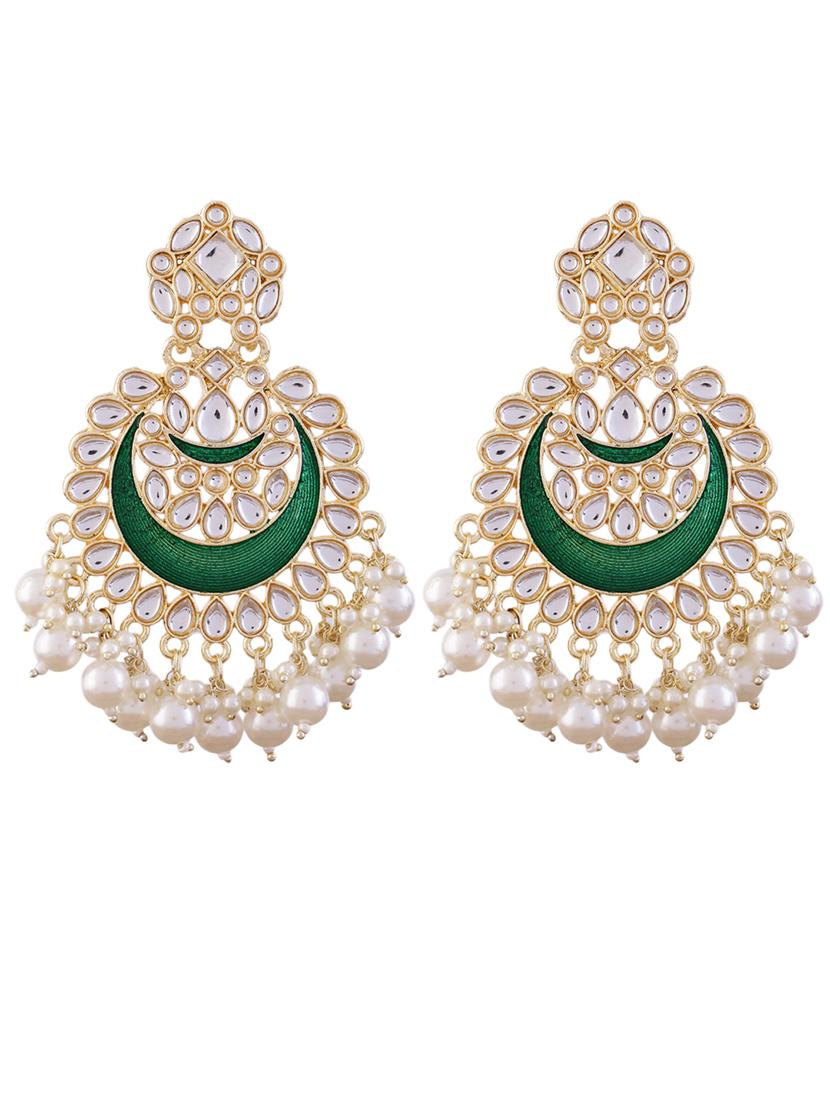 green kundan & pearls jewellery set - 21713808 - Standard Image - 2