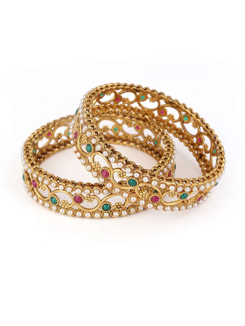 women alloy gold-plated bangle set  (pack of 2)