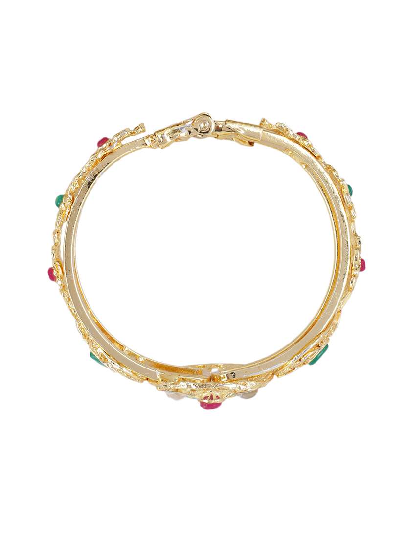 gold plated multicolor stone studded bangle - 21713837 -  Standard Image - 2