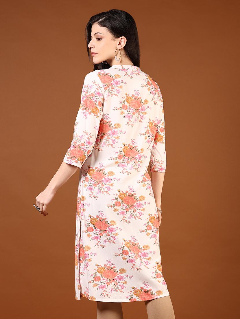 women three quarter sleeves straight kurta - 21713863 - Standard Image - 2