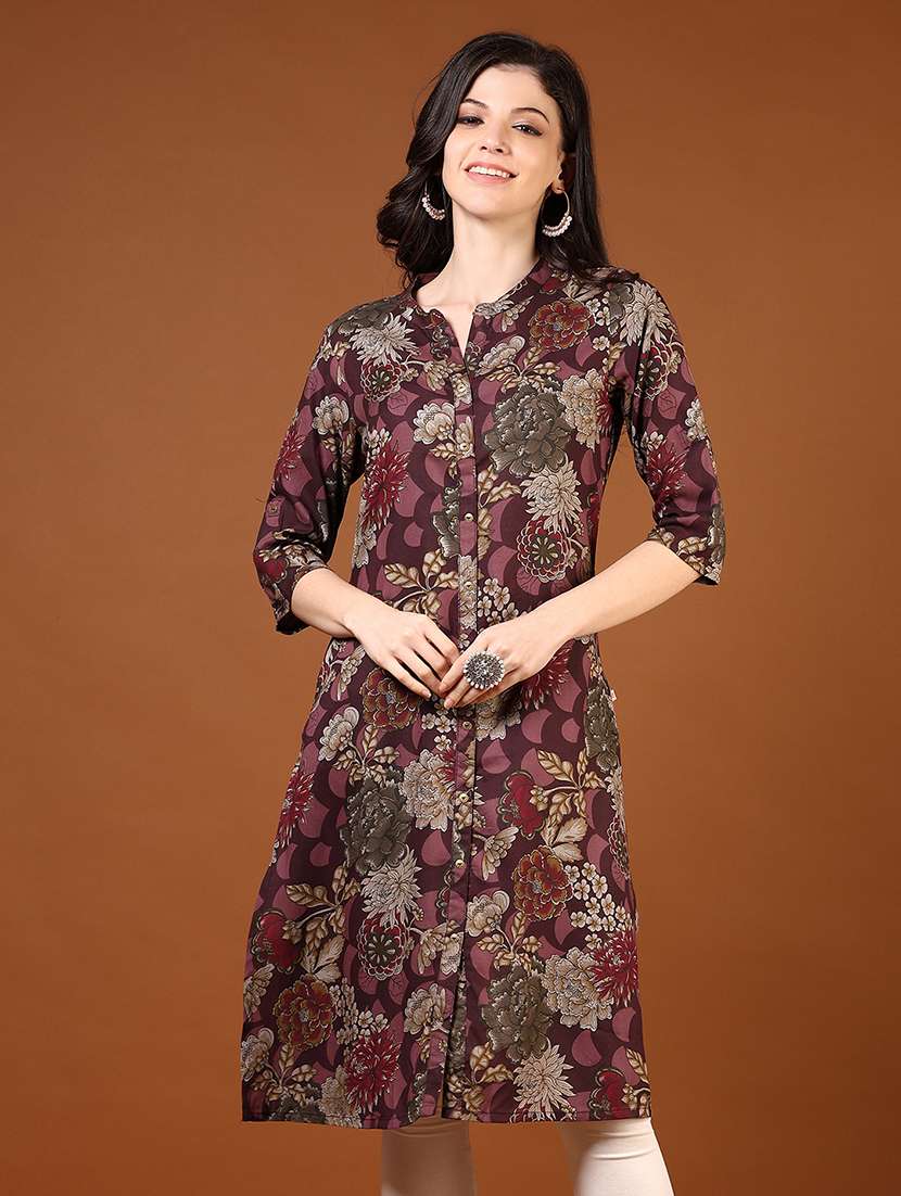 women three quarter sleeves straight kurta