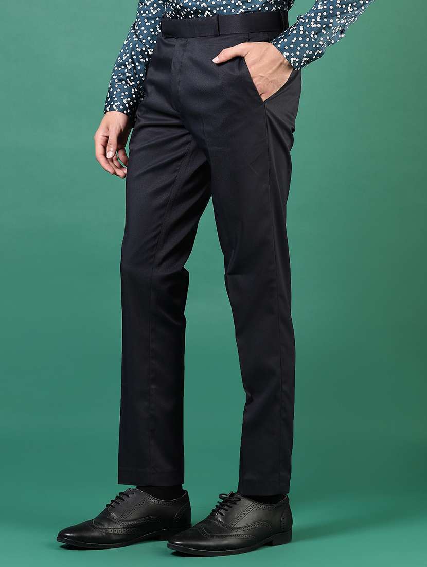 men solid mid rise flat front formal trouser - 21713886 - Standard Image - 2