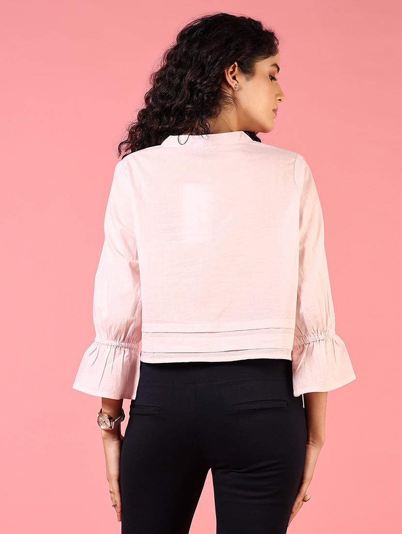 women rosewater solid bell sleeve crop top - 21713890 - Standard Image - 2