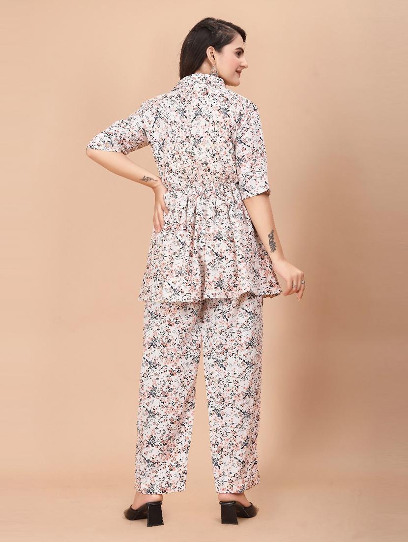 women floral printed shirt collar neck co-ord sets - 21714066 - Standard Image - 2