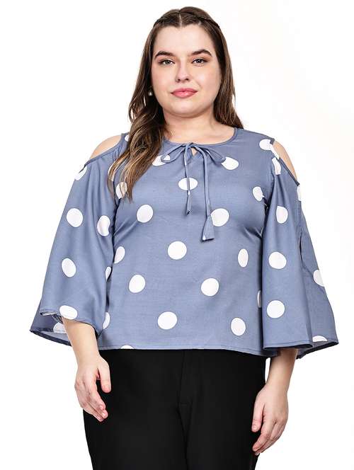 women plus size polka doted flared sleeves top - 21714085 - Standard Image - 0