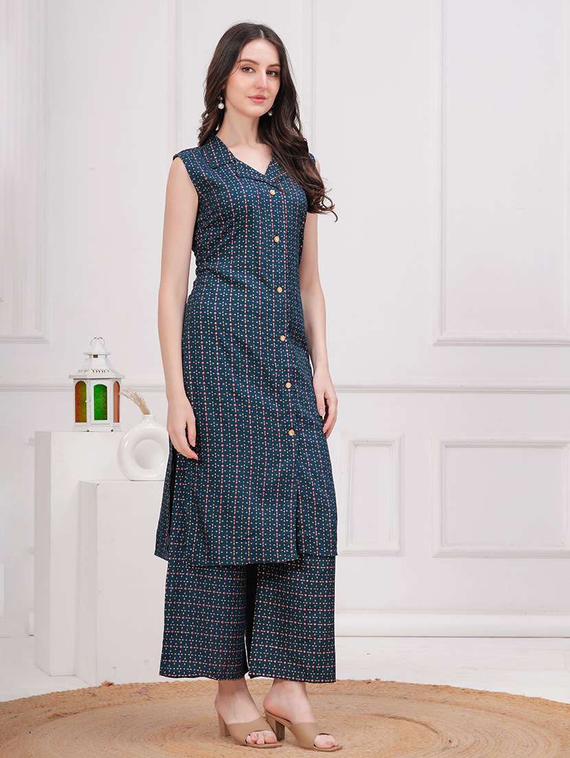 women printed sleeveless kurta palazzo set - 21714168 - Standard Image - 2