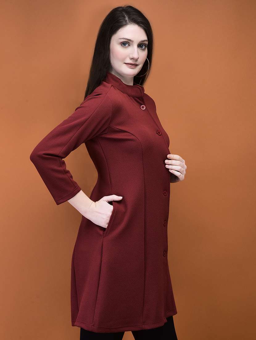 women solid long sleeve tunic - 21714320 -  Standard Image - 2