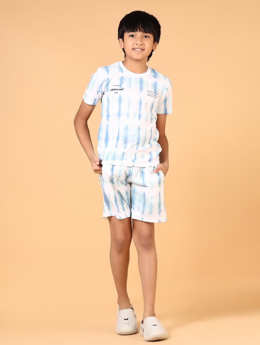 boys tie & dye round neck t-shirt & shorts set