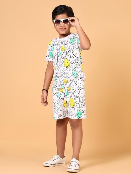 boys printed round neck t-shirt & shorts set - 21715165 - Standard Image - 0