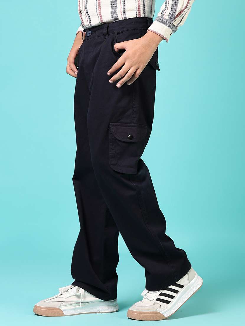 boys navy blue solid cargo - 21715167 -  Standard Image - 2