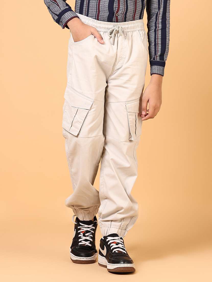 boys beige solid cargo