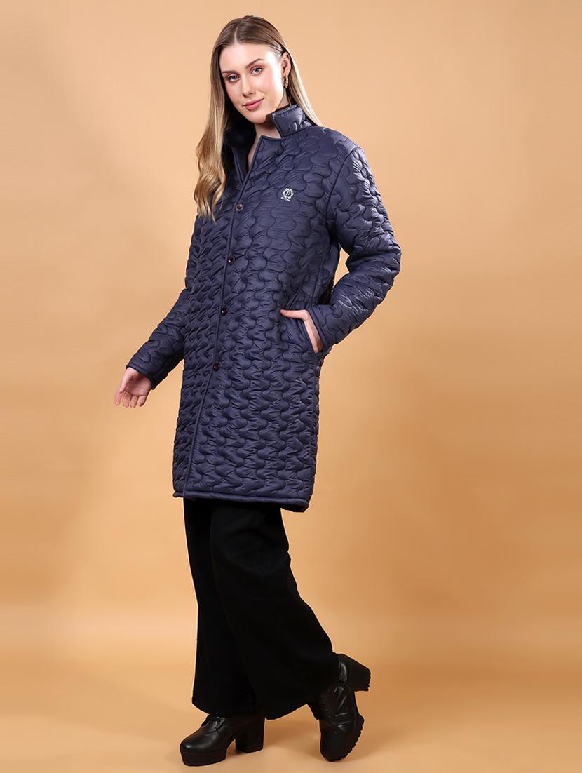 women solid stand collar long puffer jacket - 21715234 - Standard Image - 2